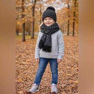 Silver-light blu Leopard Design Wool Hat/scarf  Set.Brand New-no tags